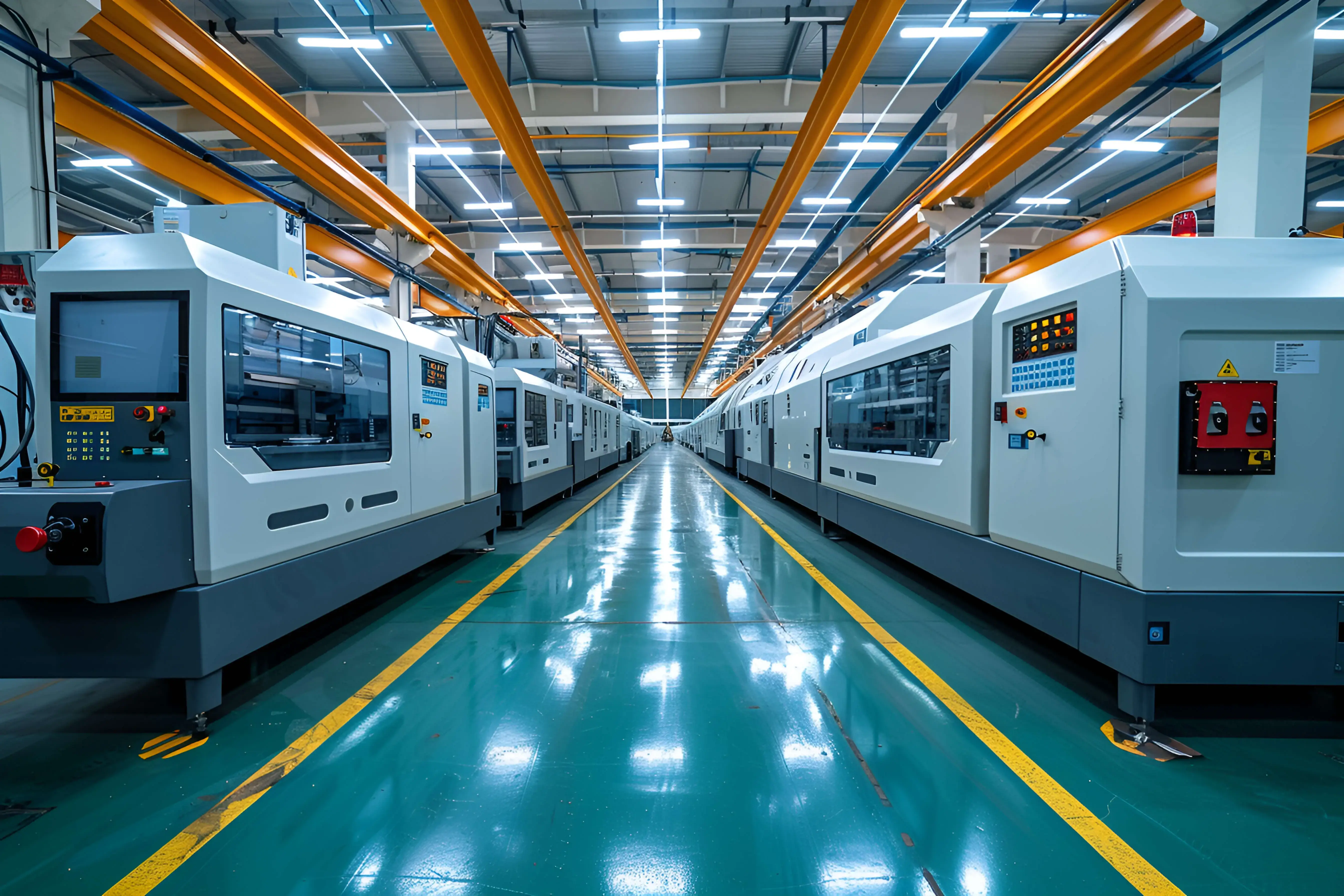 Factory workers assembling products on a production line