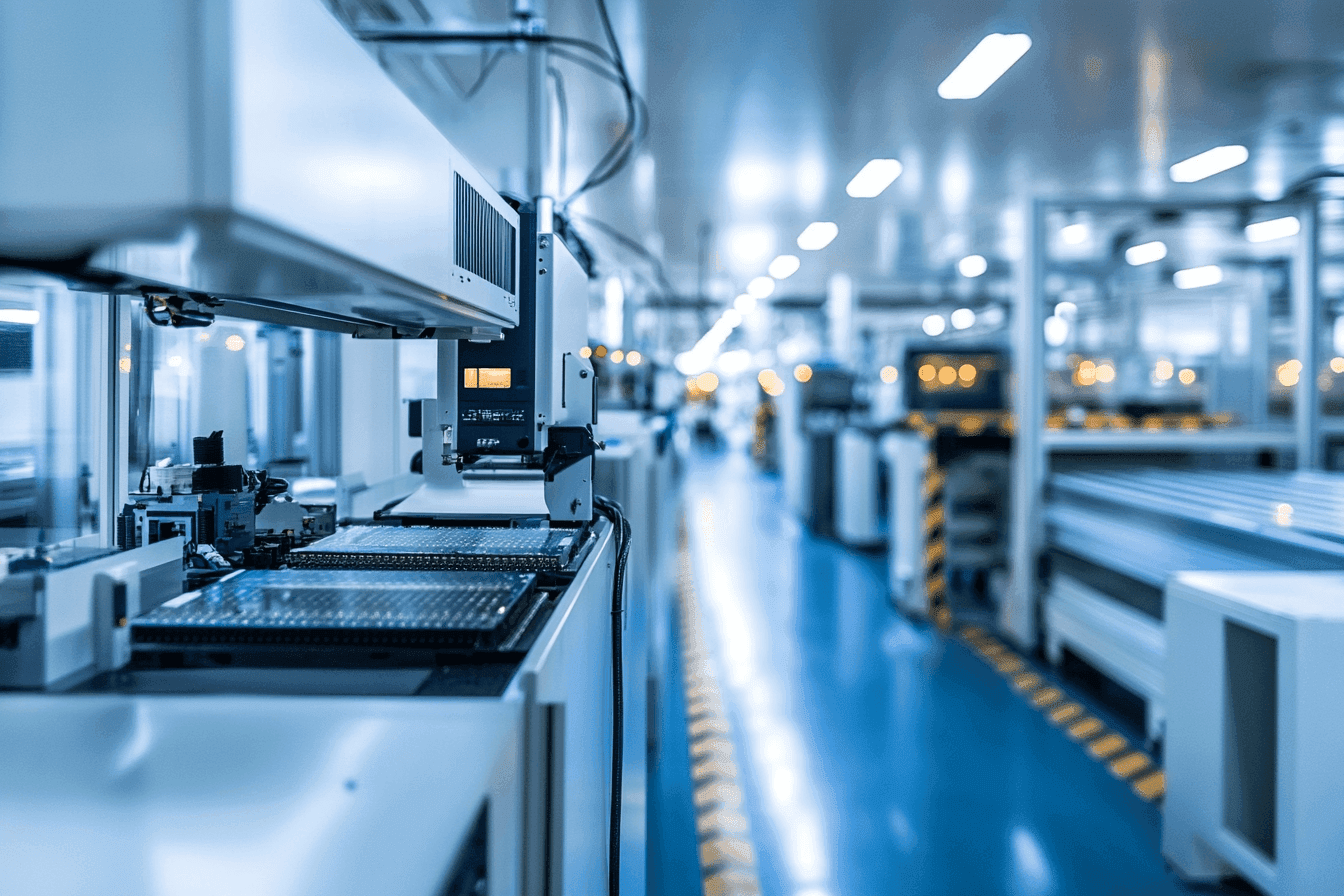 A production line of PCB manufacturing machines